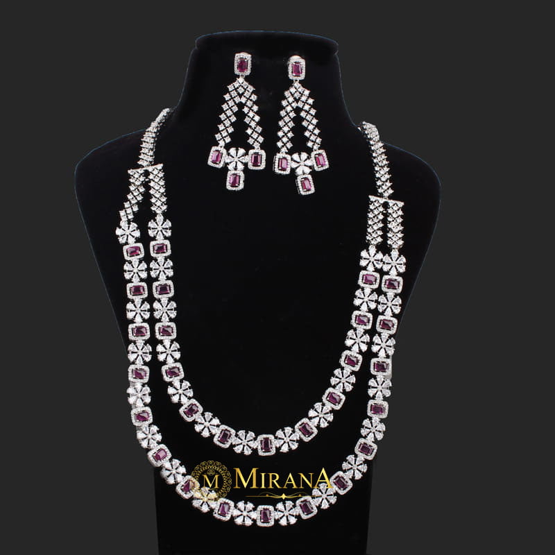 Cristina Double Layered Colored Designer Necklace Set