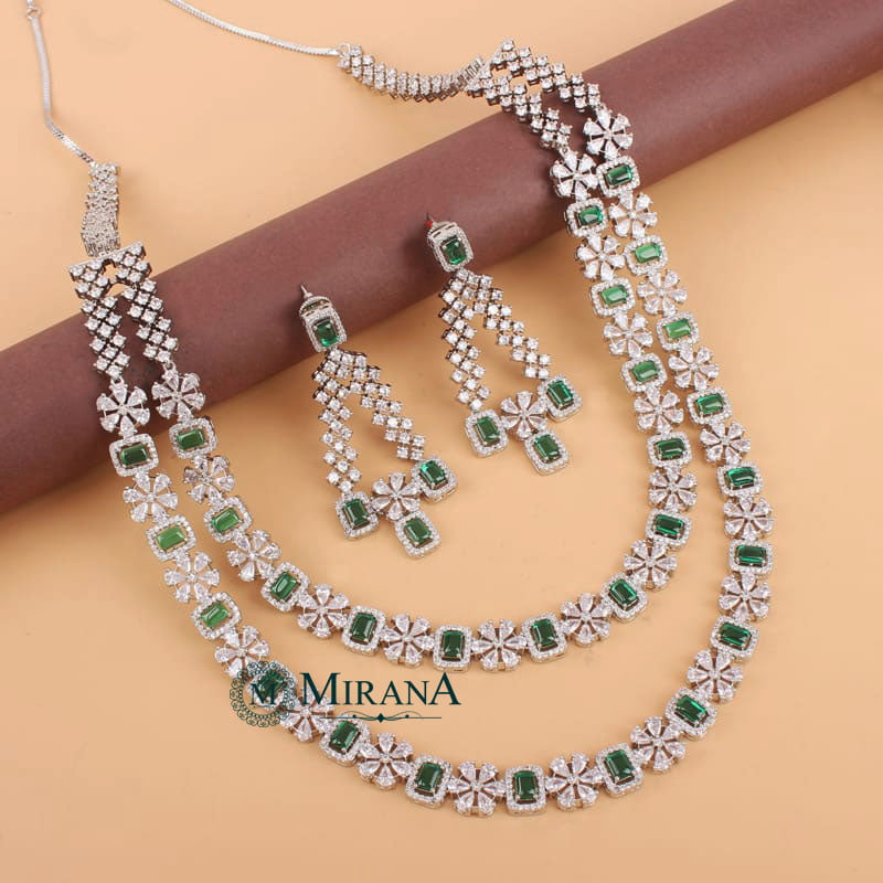 MJNK21N450-3-Cristina-Double-Layered-Green-Colored-Designer-Necklace-Set-Silver-Look-9.jpg