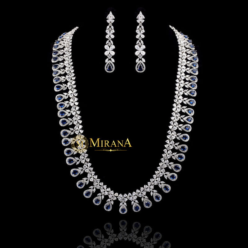 Evana Bridal Colored Designer Long Necklace Set