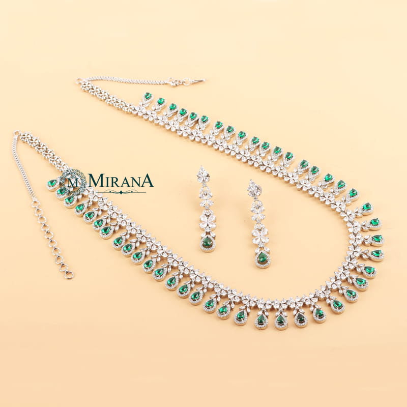 Evana Bridal Colored Designer Long Necklace Set