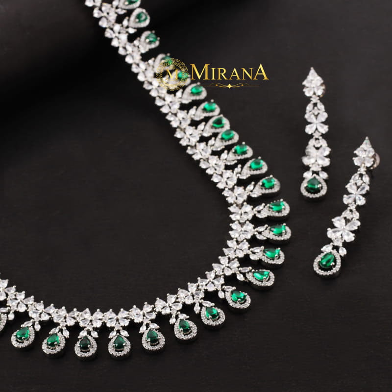 Evana Bridal Colored Designer Long Necklace Set