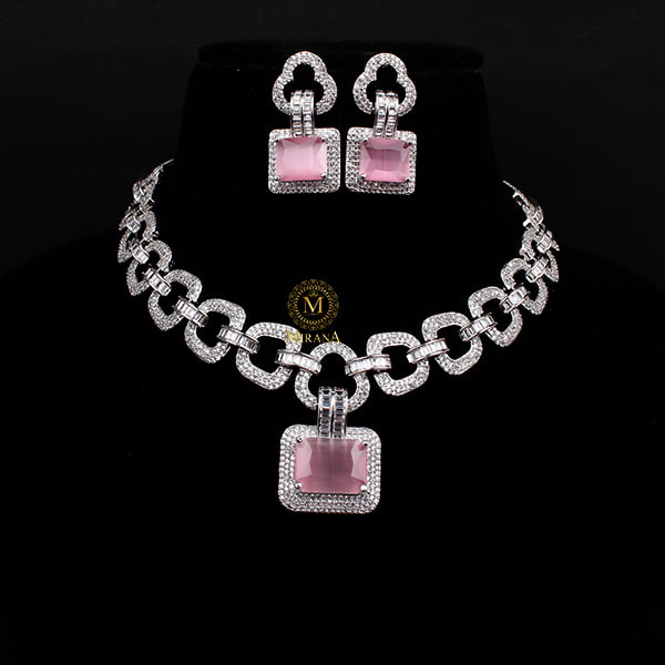 Athena Pastel Pink Designer Necklace Set