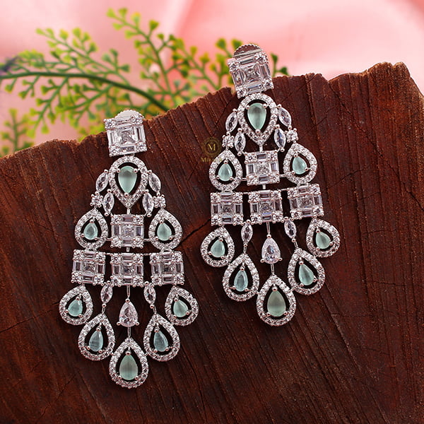 CZ Waterfall Pastel Green Coloured Necklace Set