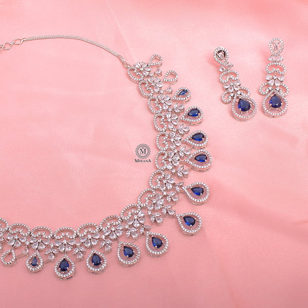 Martia Sapphire Blue CZ Designer Necklace Set