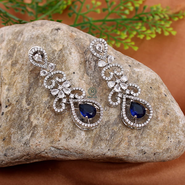 Martia Sapphire Blue CZ Designer Necklace Set
