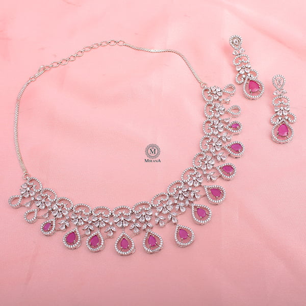 Martia Ruby CZ Designer Necklace Set