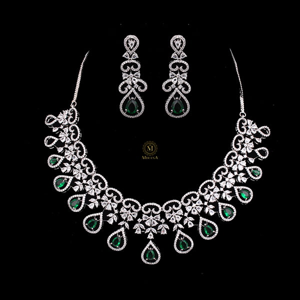 Martia Emerald CZ Designer Necklace Set