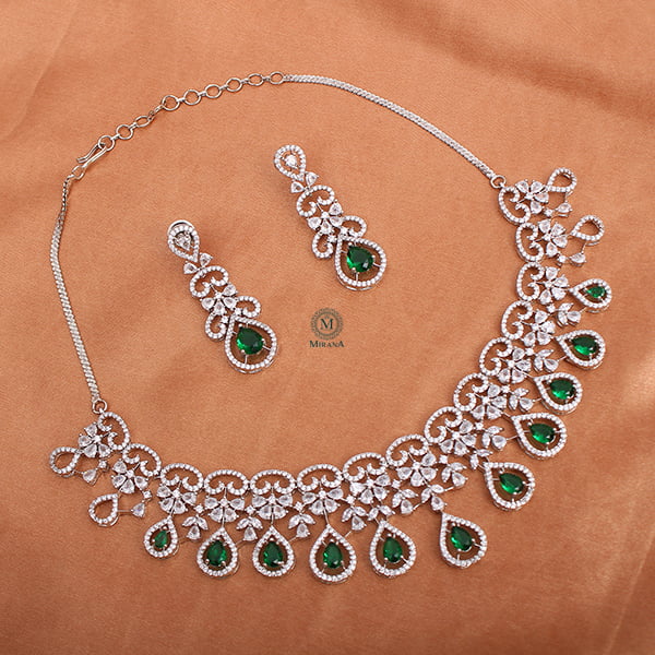 Martia Emerald CZ Designer Necklace Set