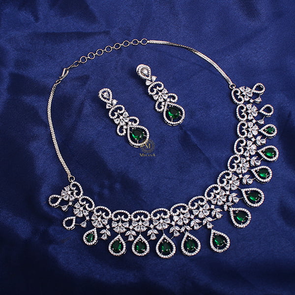 Martia Emerald CZ Designer Necklace Set