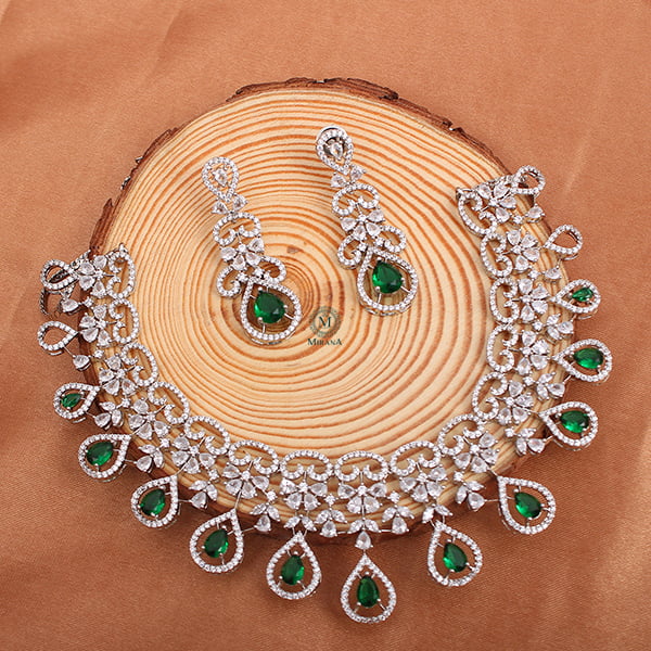 Martia Emerald CZ Designer Necklace Set