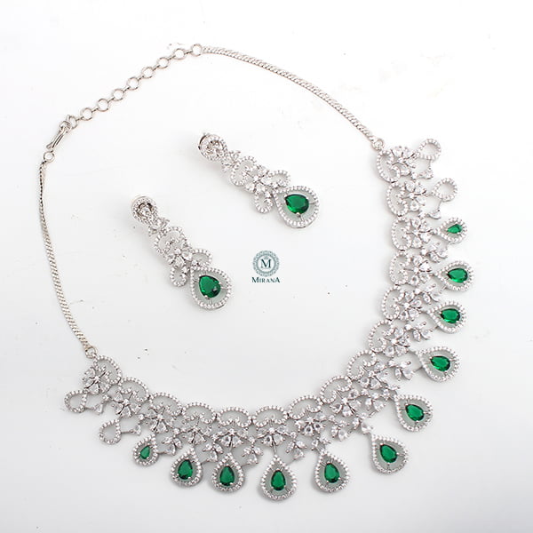 Martia Emerald CZ Designer Necklace Set