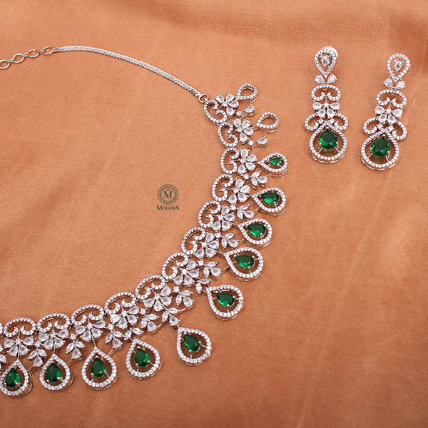 Martia Emerald CZ Designer Necklace Set