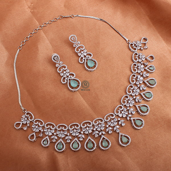 Martia Pastel Green CZ Designer Necklace Set