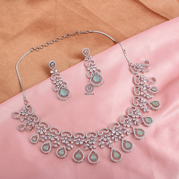 Martia Pastel Green CZ Designer Necklace Set