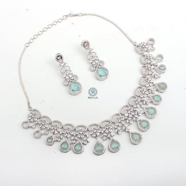 Martia Pastel Green CZ Designer Necklace Set