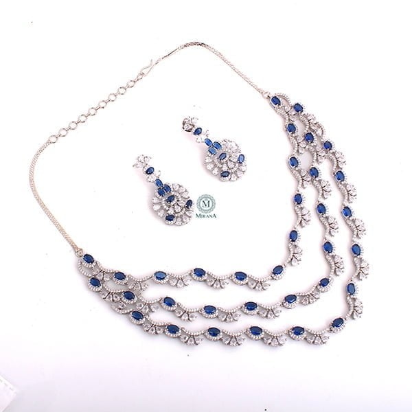 Serena Blue Triple Layered Necklace Set