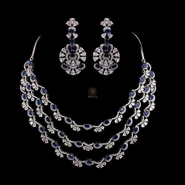 Serena Blue Triple Layered Necklace Set