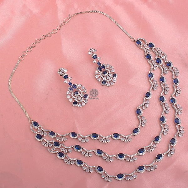 Serena Blue Triple Layered Necklace Set