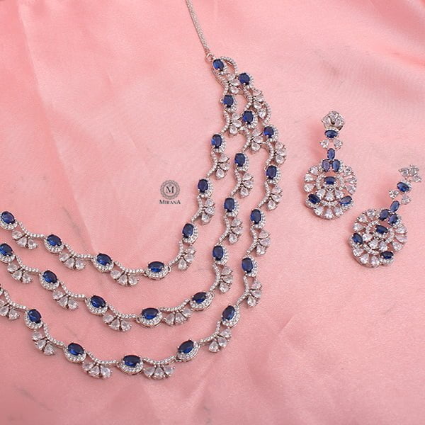 Serena Blue Triple Layered Necklace Set