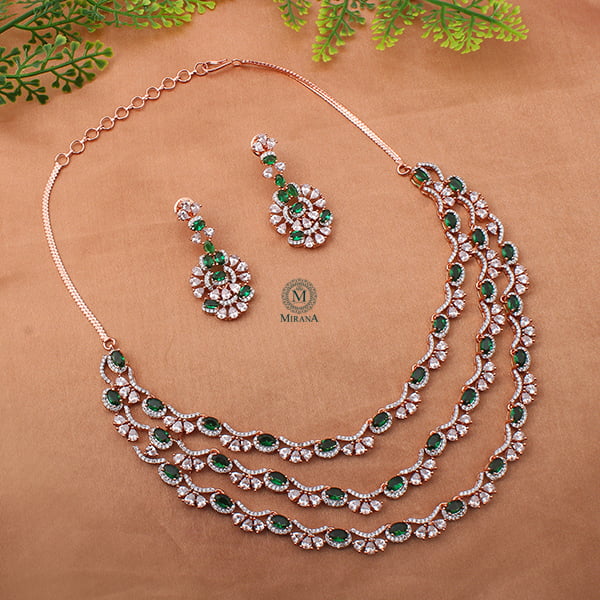 Serena Green Triple Layered Necklace Set