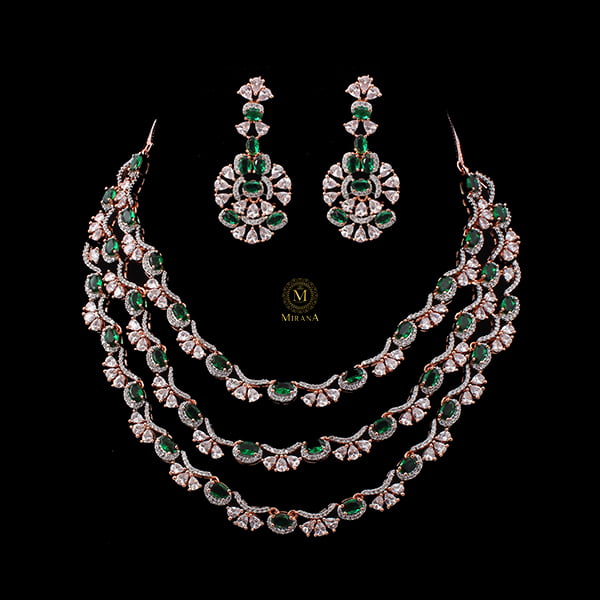 Serena Green Triple Layered Necklace Set