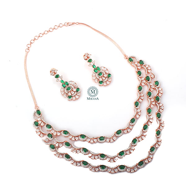 Serena Green Triple Layered Necklace Set