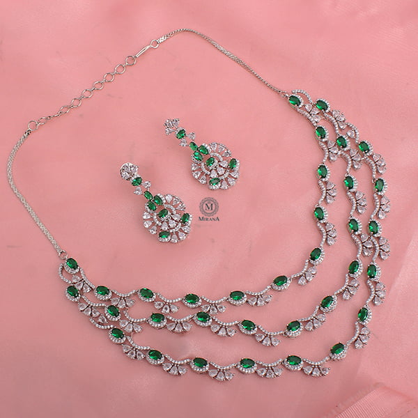 Serena Green Triple Layered Necklace Set