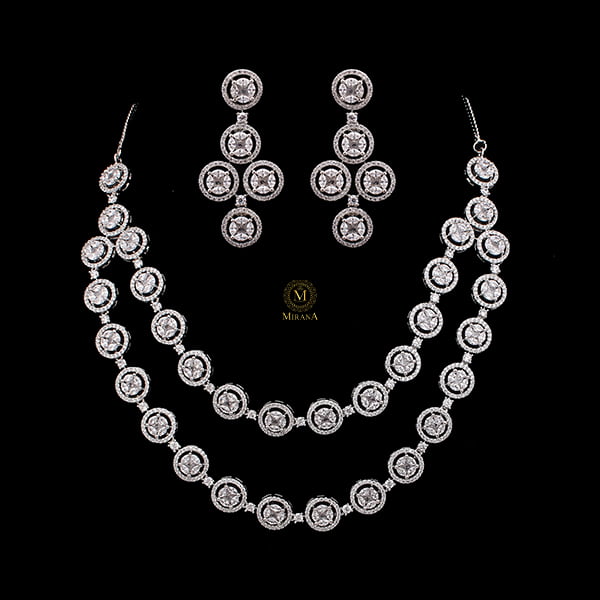 Monisha Double Layered Cluster Designer Necklace Set