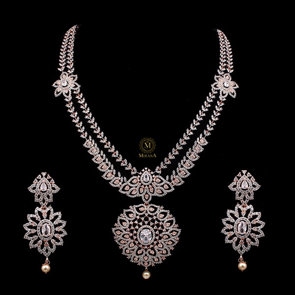 Marisa Double Layered CZ Designer Necklace Set