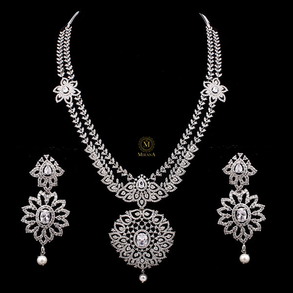 Marisa Double Layered CZ Designer Necklace Set