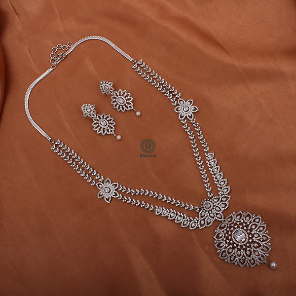 Marisa Double Layered CZ Designer Necklace Set