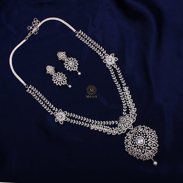 Marisa Double Layered CZ Designer Necklace Set