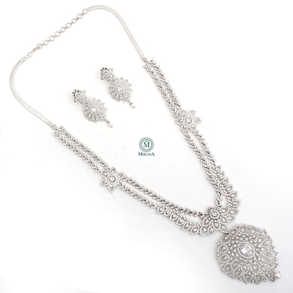 Marisa Double Layered CZ Designer Necklace Set