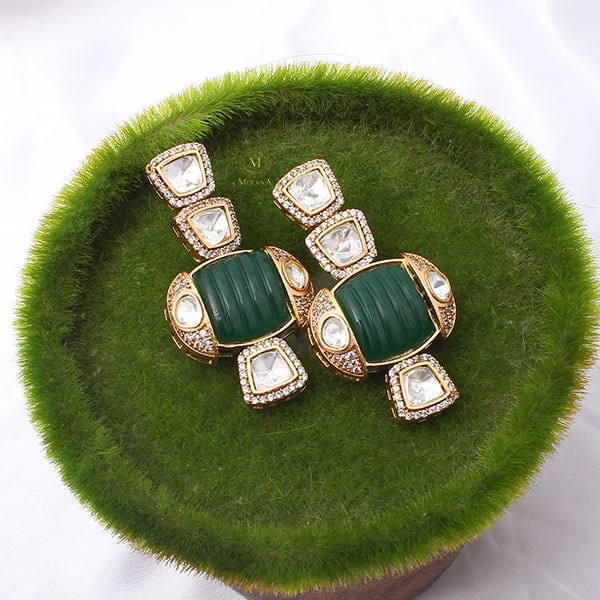 Dhanya Emerald Carved Stone Polki Necklace Set