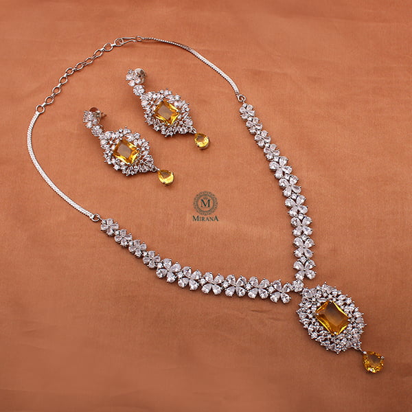 Elle Yellow Sapphire CZ Designer Necklace Set