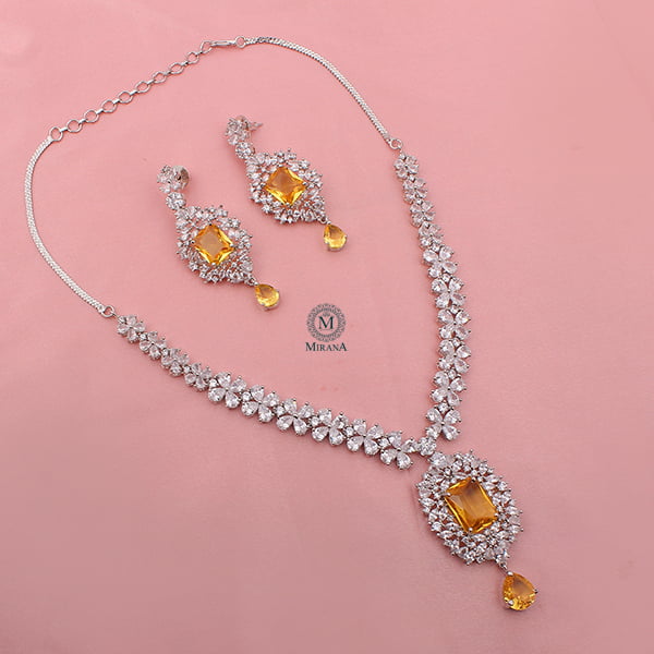 Elle Yellow Sapphire CZ Designer Necklace Set