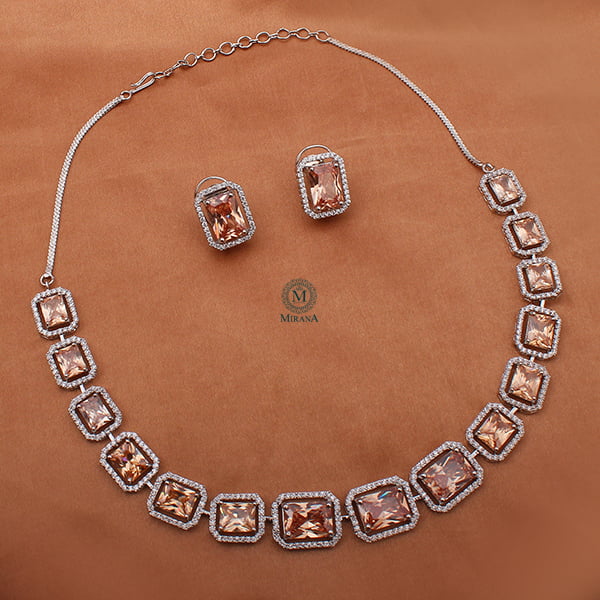 Octo Champagne Coloured Designer Necklace Set