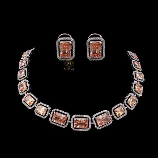 Octo Champagne Coloured Designer Necklace Set