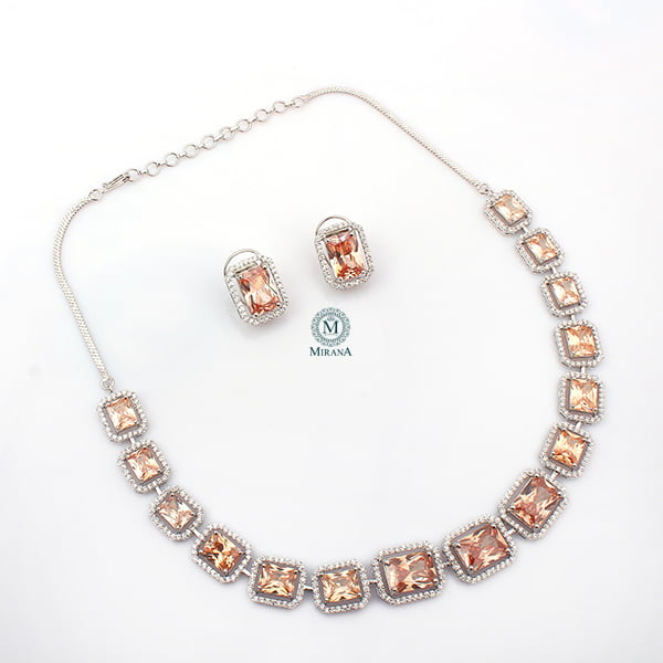 Octo Champagne Coloured Designer Necklace Set