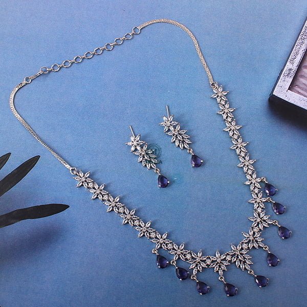 Naisha Lavender Coloured CZ Designer Necklace Set