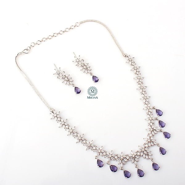 Naisha Lavender Coloured CZ Designer Necklace Set