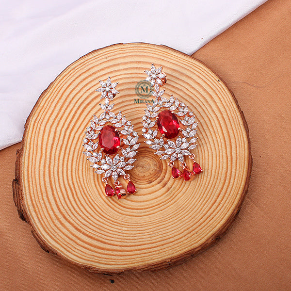 Dia Double Layered Red Designer Necklace Set