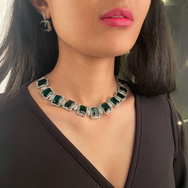 Gigi Emerald Green Designer Necklace Set