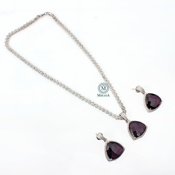 Alora Wine Colour Designer Necklace Set