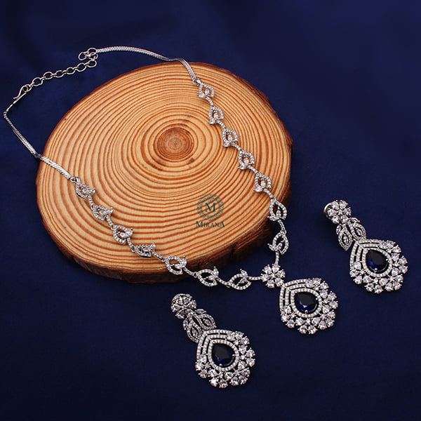 Laisha Sapphire Blue Designer Necklace Set