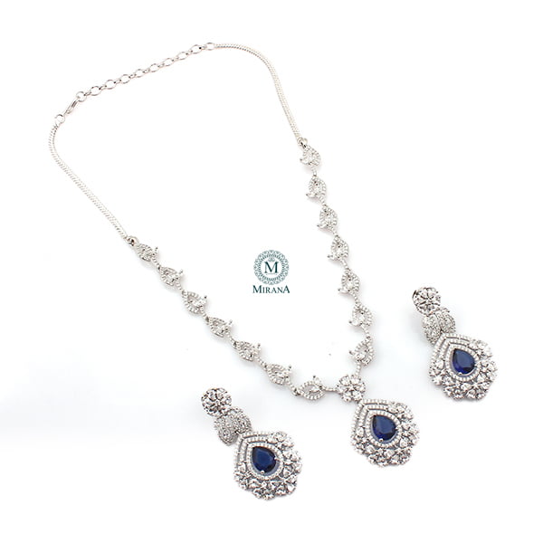 Laisha Sapphire Blue Designer Necklace Set