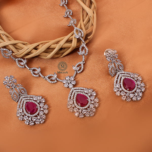 Laisha Ruby Designer Necklace Set