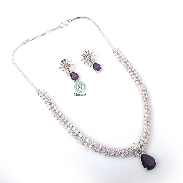 Diana Lavender Colour V Line Necklace Set