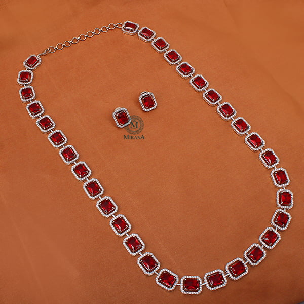 Octo Red Designer Long Necklace Set