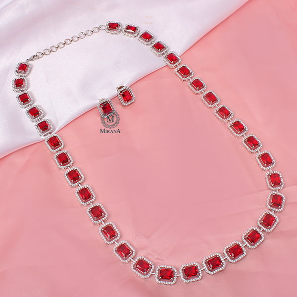 Octo Red Designer Long Necklace Set